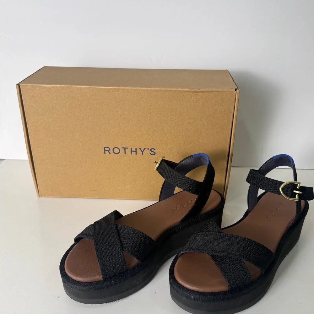 Rothy's The Criss-Cross Lightweight Wedge Sandal Women's Shoe Size US 7.5 EUC